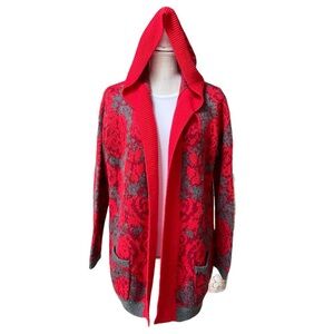 Sparrow Wool Blend Floral Print Knit Open Front Oversize Cardigan Sweater Size M